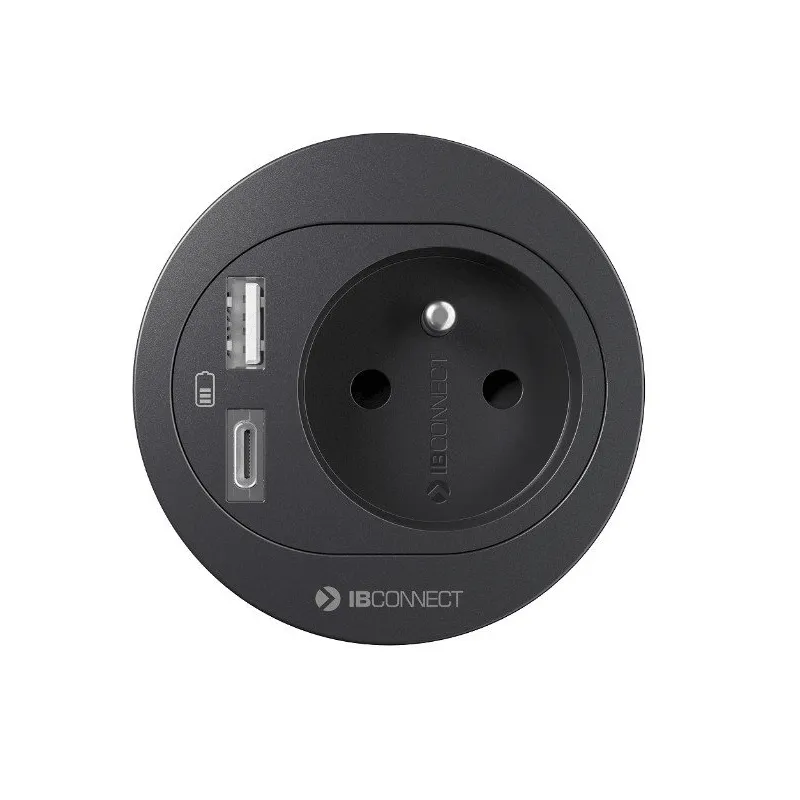 Interijerna utičnica za stol ATOS 1x230V + USB A-C / Crna