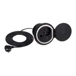 Unutarnja utičnica za stol LUPO 1x230V + USB A/C - Crna