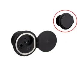 Unutarnja utičnica za stol LUPO 1x230V + USB A/C - Crna