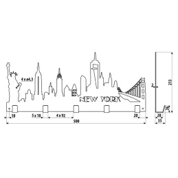 Vješalica za zid NEW YORK / Crna mat