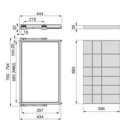 Izvlačni organizator za dodatke s ublaživačem NEXUS 760 - 794 mm / Crna mat