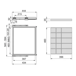 Izvlačni organizator za dodatke s mekanim zatvaranjem NEXUS 560 - 594 mm / Bež