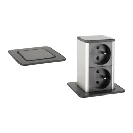 Izvlačna utičnica SQUARE UP FRENCH 2x230V / Crna mat