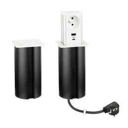Izvlačna utičnica SQUARE UP FRENCH 1x230V + USB A-C / Mat bijela