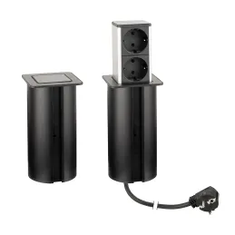 Izvlačna utičnica SQUARE UP SCHUKO 2x230V / Crna mat