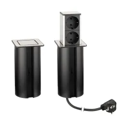 Izvlačna utičnica SQUARE UP SCHUKO 2x230V / Nehrđajući čelik