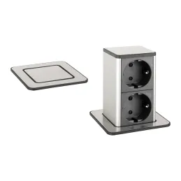 Izvlačna utičnica SQUARE UP SCHUKO 2x230V / Nehrđajući čelik