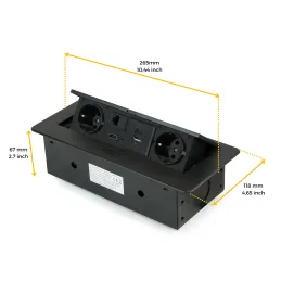 Izvlačna utičnica ATOMIA 2x230 V + 2xUSB punjenje A/C + HDMI + RJ45 / Crna