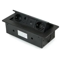 Izvlačna utičnica ATOMIA 2x230 V + 2xUSB punjenje A/C + HDMI + RJ45 / Crna