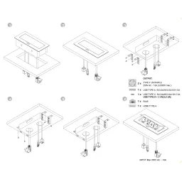 Utična kutija na izvlačenje ATOMIA 2x230 V + 2xUSB punjenje A/C + HDMI + RJ45 / Bijela