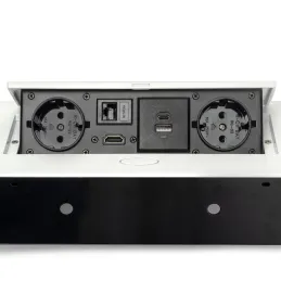 Utična kutija na izvlačenje ATOMIA 2x230 V + 2xUSB punjenje A/C + HDMI + RJ45 / Bijela