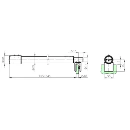 Stabilizacijska podesiva šipka za tuš kabinu 750 - 1040 / Brušeni nehrđajući čelik