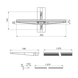 Metalna polica 1000 mm s držačima za modularni garderobni sustav ZERO / Crna mat