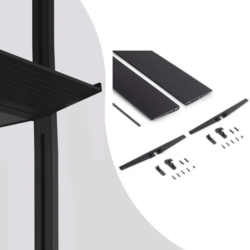 Metalna polica 1000 mm s držačima za modularni garderobni sustav ZERO / Crna mat