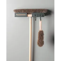 Dizajnerska vješalica za metlu s kukama / Antracit