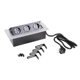 Ugradbena električna utičnica SCHUKO 3x230V / Aluminij