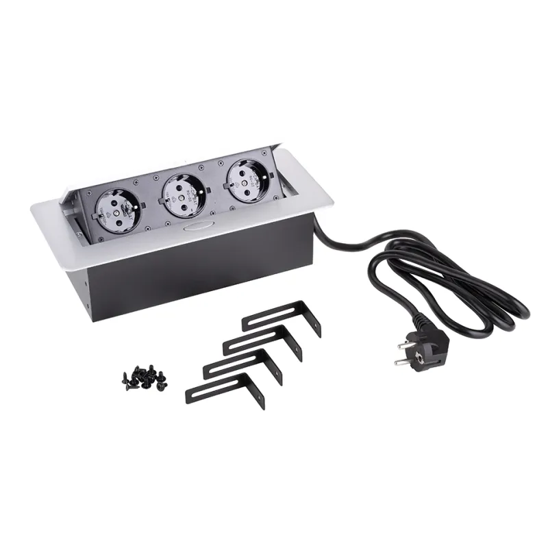 Ugradbena električna utičnica SCHUKO 3x230V / Aluminij