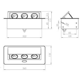 Izvlačna električna utičnica SCHUKO 3x230V / Crna mat