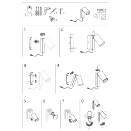 Zidna svjetiljka MONO I s kabelom / Bijela mat