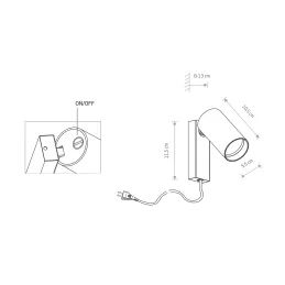 Zidna svjetiljka MONO I s kabelom / Bijela mat