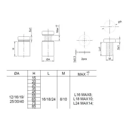Držač za staklo ALABAMA / Nehrđajući čelik