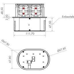 Izvlačna dvostruka električna utičnica PICCOLINO SCHUKO 2x 230V / Nehrđajući čelik