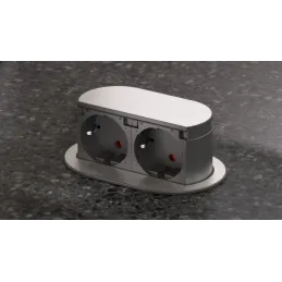 Izvlačna dvostruka električna utičnica PICCOLINO SCHUCO 2x 230V / Nehrđajući čelik