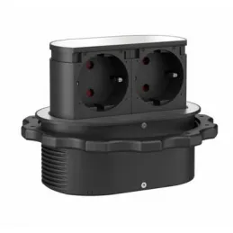 Izvlačna dvostruka električna utičnica PICCOLINO SCHUCO 2x 230V / Nehrđajući čelik