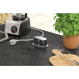 Izvlačna dvostruka električna utičnica PICCOLINO SCHUCO 2x 230V / Nehrđajući čelik