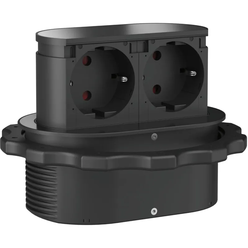 Izvlačna dvostruka električna utičnica PICCOLINO SCHUCO 2x 230V / Crna