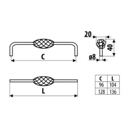 Ručka VIRTUE / Crna patina