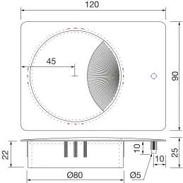 Prolaz za kabele LUNA 120 / Crna mat