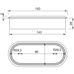 Drvena ovalna prijelaznica za kabele OVAL 150 / Sirovi hrast