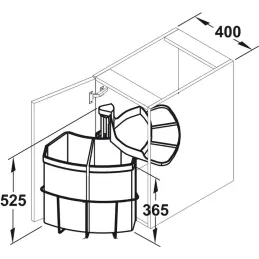 Rotirajuća kanta za otpad ENVI Center 400mm 2x9 L / Antracit
