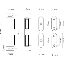 Dvostruki namještajski magnet / Bijeli