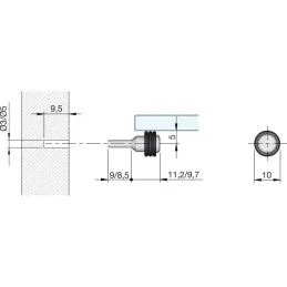 Polica za staklo s brtvom LANNA 3 mm / Crni nikel - 10 kom