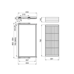 Izvlačna žičana košara s amortizerom NEXUS 860 - 894 mm / Crna mat