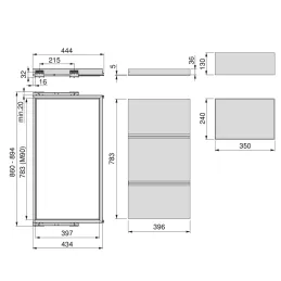 Izvlačna polica s mekanim zatvaranjem NEXUS ELEGANTE 860 - 894 mm / Crna mat