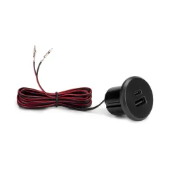 Interijer USB punjač 2 x USB za stol 25mm PLUGY / Crna mat