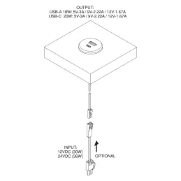 Interijer 2 x USB punjač za stol 25mm PLUGY / Metalik siva
