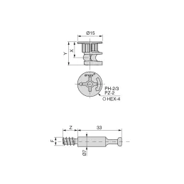 Set za povezivanje okova šipka + ekscenter 18 s poklopcem / Bijela mat - 10 komada