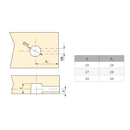 Set za povezivanje okova šipka + ekscenter 18 s poklopcem / Bijela mat - 10 komada