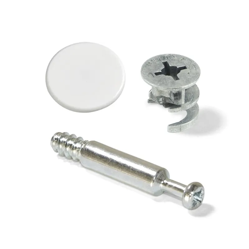 Set za povezivanje okova šipka + ekscenter 18 s poklopcem / Bijela mat - 10 komada