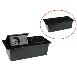 Električna izvlačna utičnica 1x230V + USB punjenje A-C / Crna mat