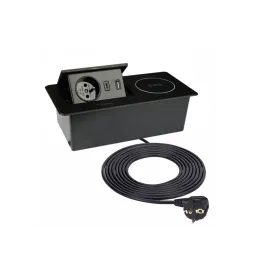 Električna izvlačna utičnica 1x230V + USB punjenje A-C / Crna mat