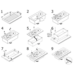 Električna izvlačna utičnica 1x230V + USB punjenje A-C / Crna mat