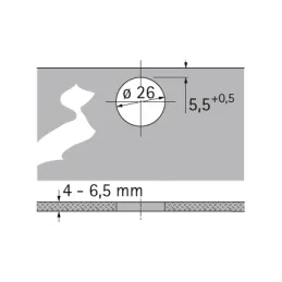 Poluugrađena šarka za staklo INTERMAT 9904 - 95°