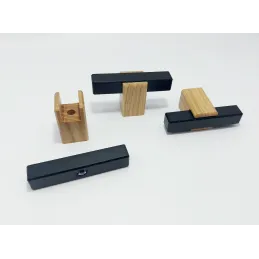 Drvena ručkica knopka LEO / Crna - prirodni buk