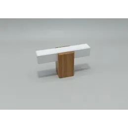 Drvena ručka knopka LEO / Bijela - prirodni hrast