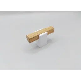 Drvena ručkica knopka LEO / Prirodni buk - bijela